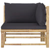 Garden Corner Sofa with Dark Grey Cushions Bamboo
