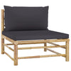 alt="Garden Middle Sofa with Dark Grey Cushions Bamboo"