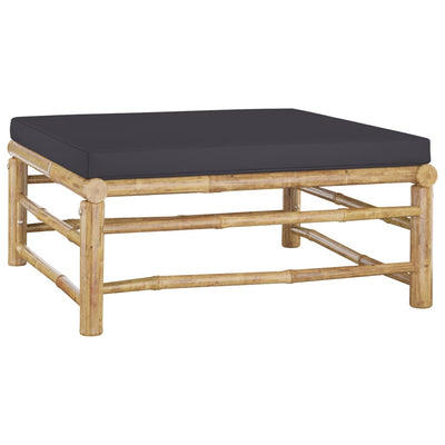 alt="Garden Footrest with Dark Grey Cushion Bamboo"