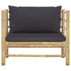 Garden Sofa with Dark Grey Cushions Bamboo