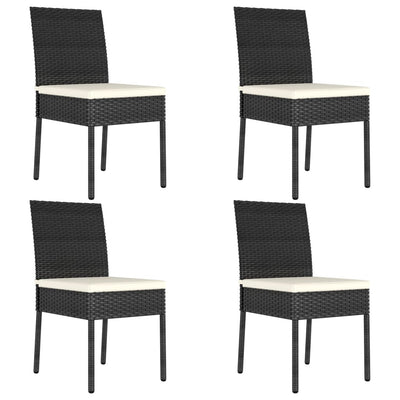alt="Garden Dining Chairs 4 pcs Poly Rattan Black""