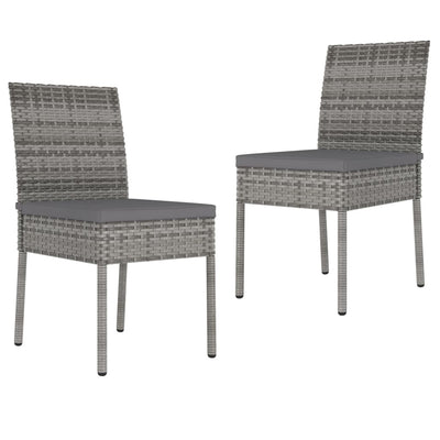 alt="Garden Dining Chairs 2 pcs Poly Rattan Grey""