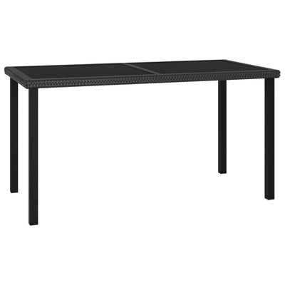 alt="Garden Dining Table Black 140x70x73 cm Poly Rattan"