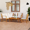 alt="5 Piece Garden Lounge Set with Cushion Cream Solid Acacia Wood"