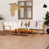alt="5 Piece Garden Lounge Set with Cushion Cream Solid Acacia Wood"