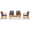5 Piece Garden Lounge Set with Cushion Solid Acacia Wood