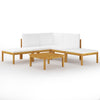 6 Piece Garden Lounge Set with Cushions Cream Solid Acacia Wood