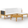 5 Piece Garden Lounge Set with Cushions Cream Solid Acacia Wood