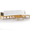 6 Piece Garden Lounge Set with Cushions Cream Solid Acacia Wood