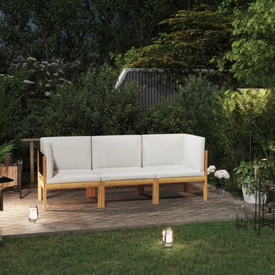alt="3-Seater Garden Sofa with Cushion Solid Acacia Wood"
