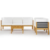 6 Piece Garden Lounge Set with Cushions Cream Solid Acacia Wood