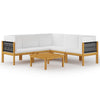 6 Piece Garden Lounge Set with Cushions Cream Solid Acacia Wood