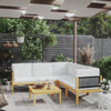 alt="6 Piece Garden Lounge Set with Cushions Cream Solid Acacia Wood"