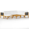 8 Piece Garden Lounge Set with Cushions Cream Solid Acacia Wood