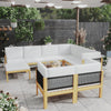 alt="10 Piece Garden Lounge Set with Cushions Cream Solid Acacia Wood"