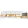 11 Piece Garden Lounge Set with Cushions Cream Solid Acacia Wood