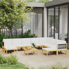 alt="11 Piece Garden Lounge Set with Cushions Cream Solid Acacia Wood"