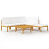 6 Piece Garden Lounge Set with Cushions Cream Solid Acacia Wood