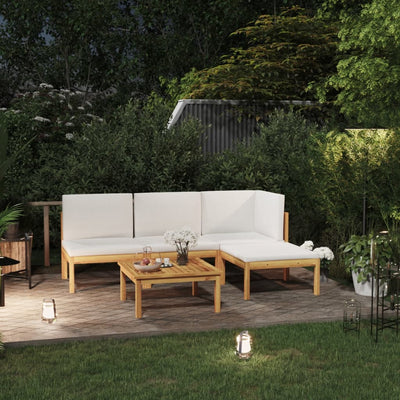 alt="6 Piece Garden Lounge Set with Cushions Cream Solid Acacia Wood"