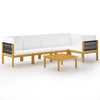 6 Piece Garden Lounge Set with Cushions Cream Solid Acacia Wood