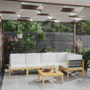 alt="6 Piece Garden Lounge Set with Cushions Cream Solid Acacia Wood"