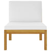 4 Piece Garden Lounge Set with Cushions Cream Solid Acacia Wood