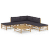 alt="6 Piece Garden Lounge Set with Dark Grey Cushions Bamboo"