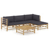 alt="5 Piece Garden Lounge Set with Dark Grey Cushions Bamboo"