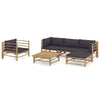 alt="6 Piece Garden Lounge Set with Dark Grey Cushions Bamboo"
