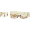 alt="7 Piece Garden Lounge Set with Cream White Cushions Bamboo"
