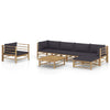 alt="7 Piece Garden Lounge Set with Dark Grey Cushions Bamboo"