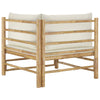 2 Piece Garden Lounge Set with Cream White Cushions Bamboo