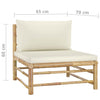 4 Piece Garden Lounge Set with Cream White Cushions Bamboo