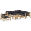 alt="7 Piece Garden Lounge Set with Dark Grey Cushions Bamboo"