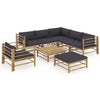 alt="8 Piece Garden Lounge Set with Dark Grey Cushions Bamboo"