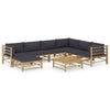 alt="8 Piece Garden Lounge Set with Dark Grey Cushions Bamboo"