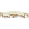 alt="9 Piece Garden Lounge Set with Cream White Cushions Bamboo"