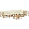 alt="6 Piece Garden Lounge Set with Cream White Cushions Bamboo"