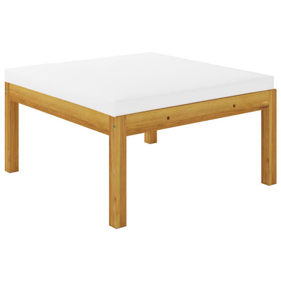 alt="Garden Footstool with Cushion Solid Acacia Wood"