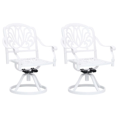 alt="Swivel Garden Chairs 2 pcs Cast Aluminium White"