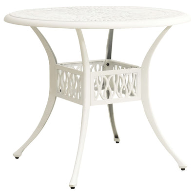 alt="Garden Table White 90x90x74 cm Cast Aluminium"