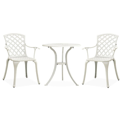 alt="3 Piece Bistro Set Cast Aluminium White"