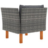 Garden Sofa Poly Rattan and Solid Eucalyptus Wood