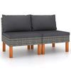 alt="Middle Sofas 2 pcs Poly Rattan and Solid Eucalyptus Wood"