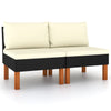 alt="Middle Sofas 2 pcs Poly Rattan and Solid Eucalyptus Wood"