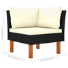 Corner Sofas 2 pcs Poly Rattan and Solid Eucalyptus Wood