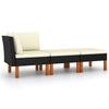alt="3 Piece Garden Lounge Set Poly Rattan and Solid Eucalyptus Wood"