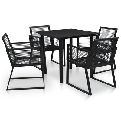 alt="5 Piece Outdoor Dining Set PVC Rattan Black"
