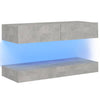 TV Cabinet with LED Lights Concrete Grey 90x35 cm