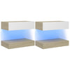 TV Cabinets with LED Lights 2 pcs White and Sonoma Oak 60x35 cm